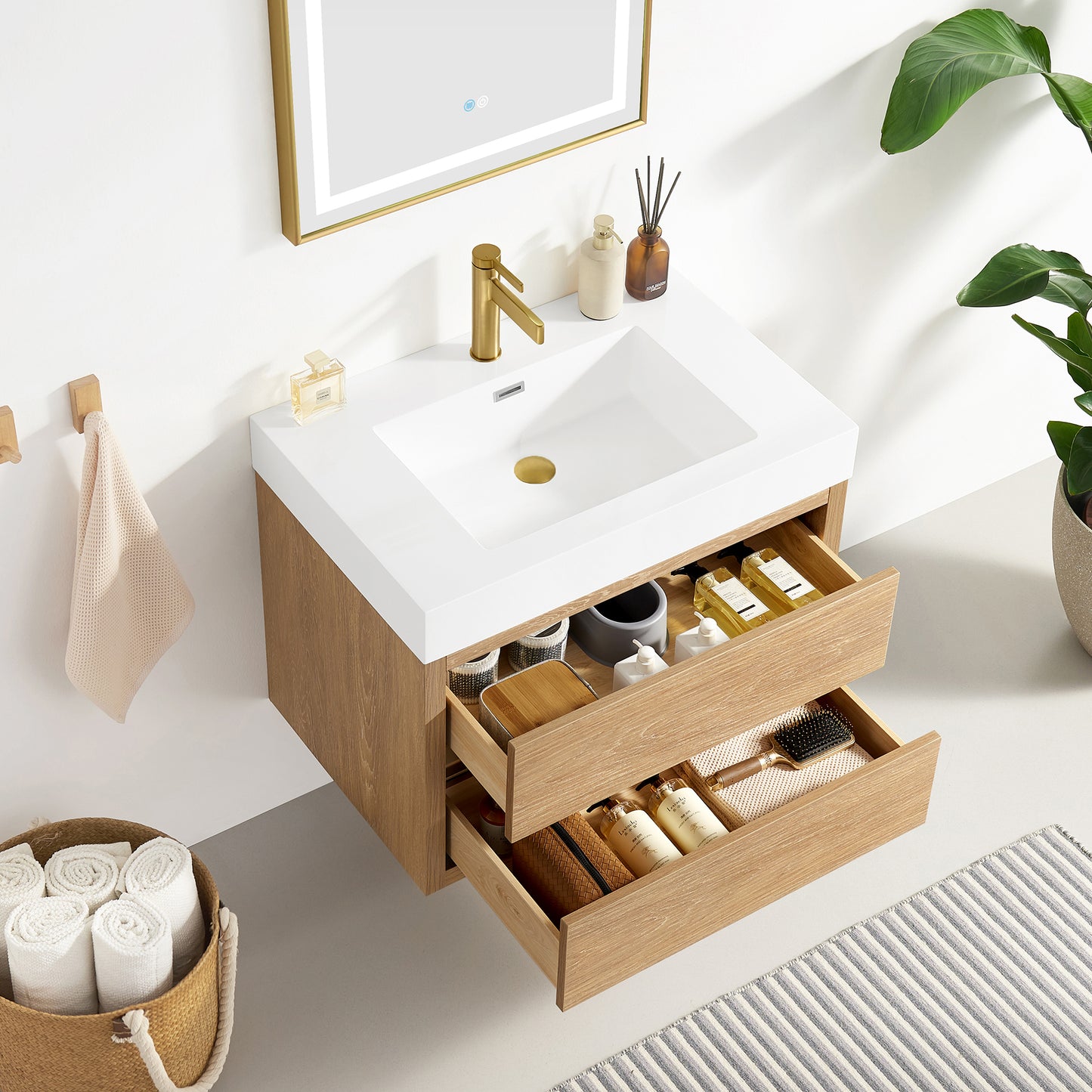 Palencia 30" Single Sink Wall-Mount Bath Vanity in North American Oak