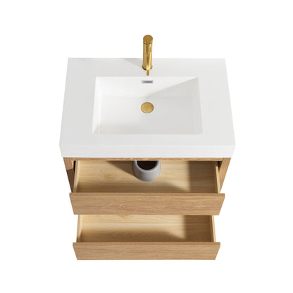 Palencia 30" Single Sink Wall-Mount Bath Vanity in North American Oak and Mirror