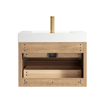 Palencia 30" Single Sink Wall-Mount Bath Vanity in North American Oak and Mirror