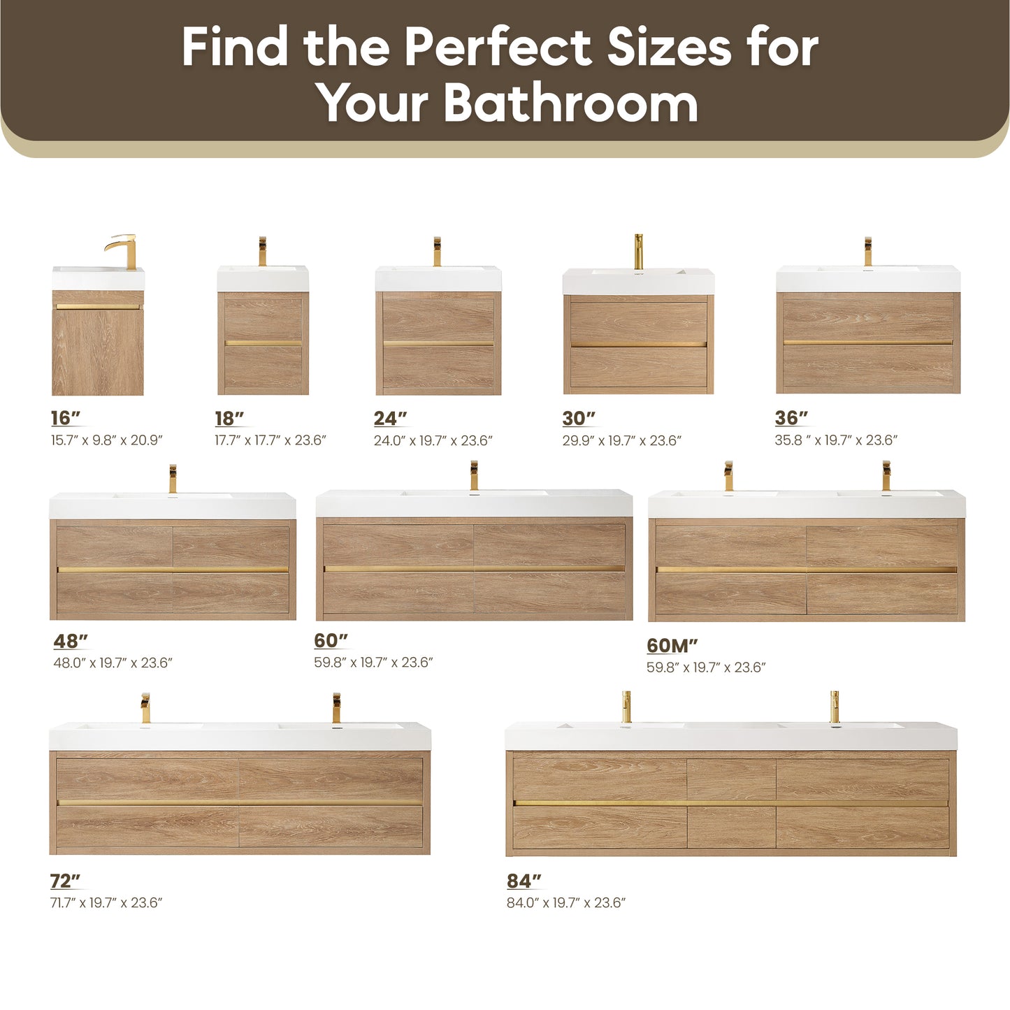 Palencia 30" Single Sink Wall-Mount Bath Vanity in North American Oak and Mirror