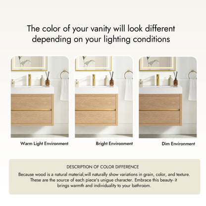 Palencia 30" Single Sink Wall-Mount Bath Vanity in North American Oak and Mirror