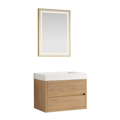 Palencia 30" Single Sink Wall-Mount Bath Vanity in North American Oak and Mirror