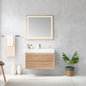 Palencia 36" Single Sink Wall-Mount Bath Vanity in North American Oak with White Composite Integral Square Sink Top