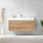 Palencia 48" Single Sink Wall-Mount Bath Vanity in North American Oak with White Composite Integral Square Sink Top