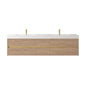 Palencia 84" Double Sink Wall-Mount Bath Vanity in North American Oak with White Composite Integral Sink Top