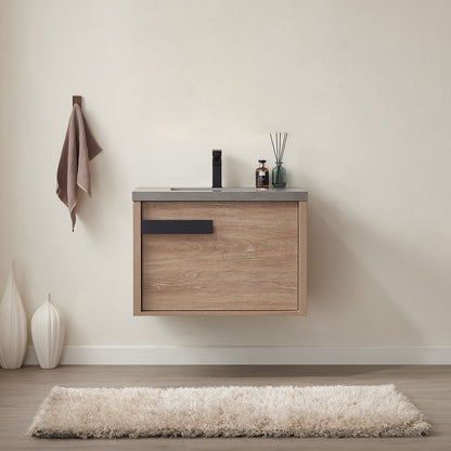Carcastillo 30" Single Sink Bath Vanity in North American Oak with Grey Sintered Stone Top