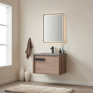 Carcastillo 30" Single Sink Bath Vanity in North American Oak with Grey Sintered Stone Top