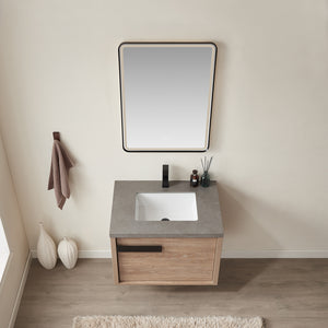 Carcastillo 30" Single Sink Bath Vanity in North American Oak with Grey Sintered Stone Top