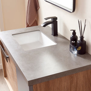 Carcastillo 40" Single Sink Bath Vanity in North American Oak with Grey Sintered Stone Top