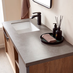 Carcastillo 47" Single Sink Bath Vanity in North American Oak with Grey Sintered Stone Top