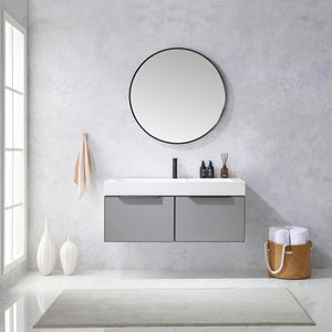 Open image in slideshow, Vegadeo 48&quot; Single Sink Bath Vanity in Grey with White One-Piece Composite Stone Sink Top
