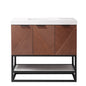 Mahon 36B" Free-standing Single Bath Vanity in North American Deep Walnut with White Grain Composite Stone Top