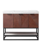 Mahon 42B" Free-standing Single Bath Vanity in North American Deep Walnut with White Grain Composite Stone Top