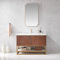 Mahon 48G" Free-standing Single Bath Vanity in North American Deep Walnut with White Grain Composite Stone Top