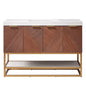 Mahon 48G" Free-standing Single Bath Vanity in North American Deep Walnut with White Grain Composite Stone Top