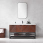 Mahon 60B" Free-standing Single Bath Vanity in North American Deep Walnut with White Grain Composite Stone Top