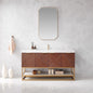 Mahon 60G" Free-standing Single Bath Vanity in North American Deep Walnut with White Grain Composite Stone Top