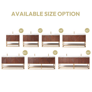 Mahon 60G" Free-standing Single Bath Vanity in North American Deep Walnut with White Grain Composite Stone Top