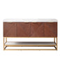 Mahon 60G" Free-standing Single Bath Vanity in North American Deep Walnut with White Grain Composite Stone Top