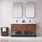 Mahon 60MB" Free-standing Double Bath Vanity in North American Deep Walnut with White Grain Composite Stone Top