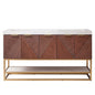 Mahon 60MG" Free-standing Double Bath Vanity in North American Deep Walnut with White Grain Composite Stone Top