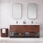 Mahon 72B" Free-standing Double Bath Vanity in North American Deep Walnut with White Grain Composite Stone Top