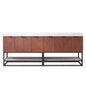 Mahon 84B" Free-standing Double Bath Vanity in North American Deep Walnut with White Grain Composite Stone Top