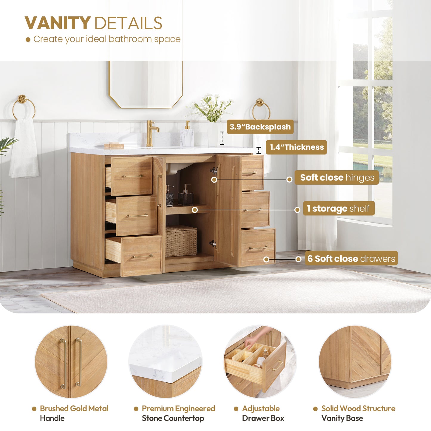 Karachi 48" Single Sink Bath Vanity in Acacia Classic Gray