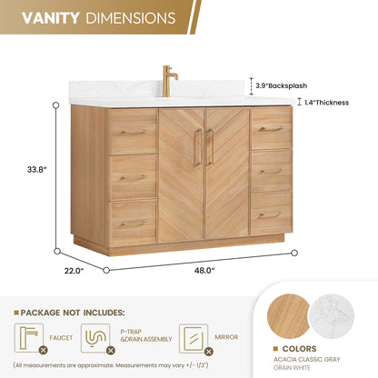 Karachi 48" Single Sink Bath Vanity in Acacia Classic Gray