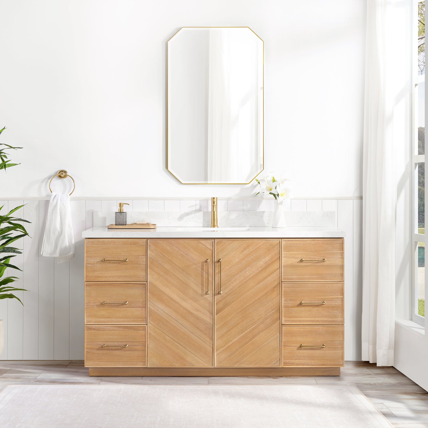 Karachi 60" Single Sink Bath Vanity in Acacia Classic Gray