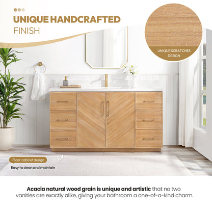 Karachi 60" Single Sink Bath Vanity in Acacia Classic Gray