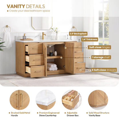 Karachi 60" Single Sink Bath Vanity in Acacia Classic Gray