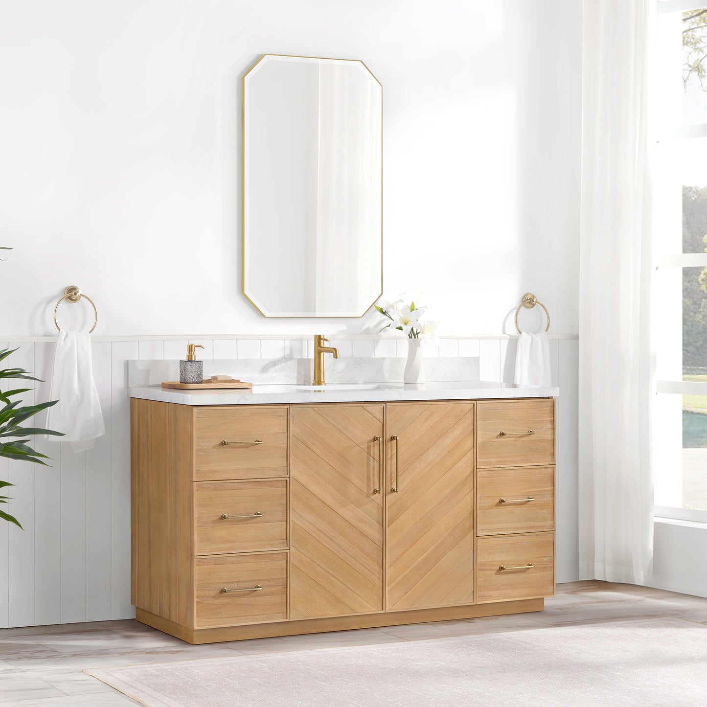 Karachi 60" Single Sink Bath Vanity in Acacia Classic Gray