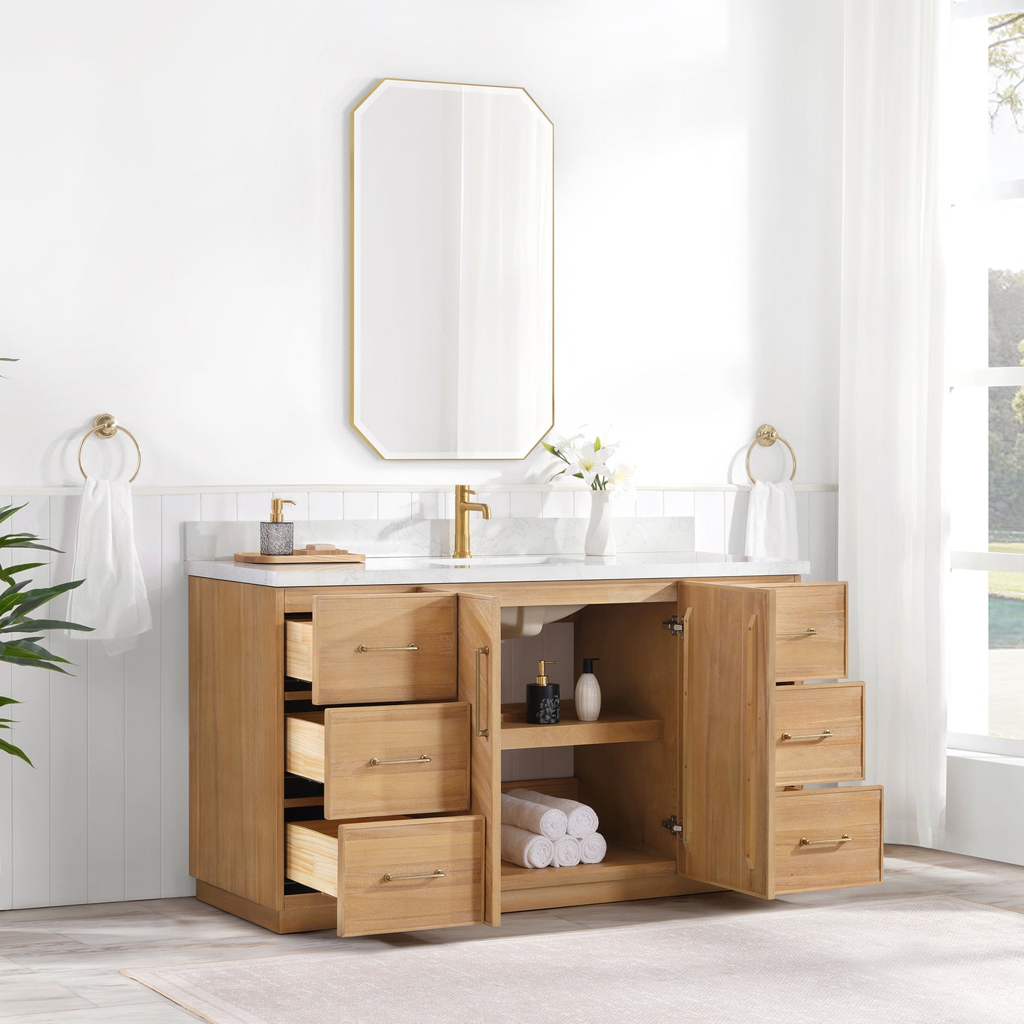 Karachi 60" Single Sink Bath Vanity in Acacia Classic Gray