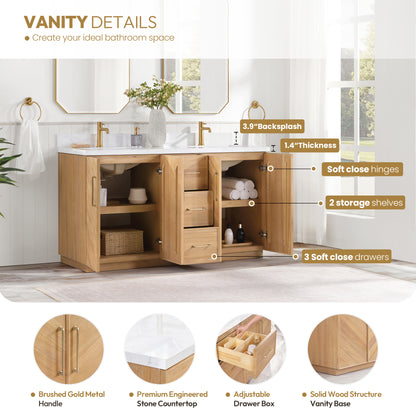 Karachi 60" Double Sink Bath Vanity in Acacia Classic Gray