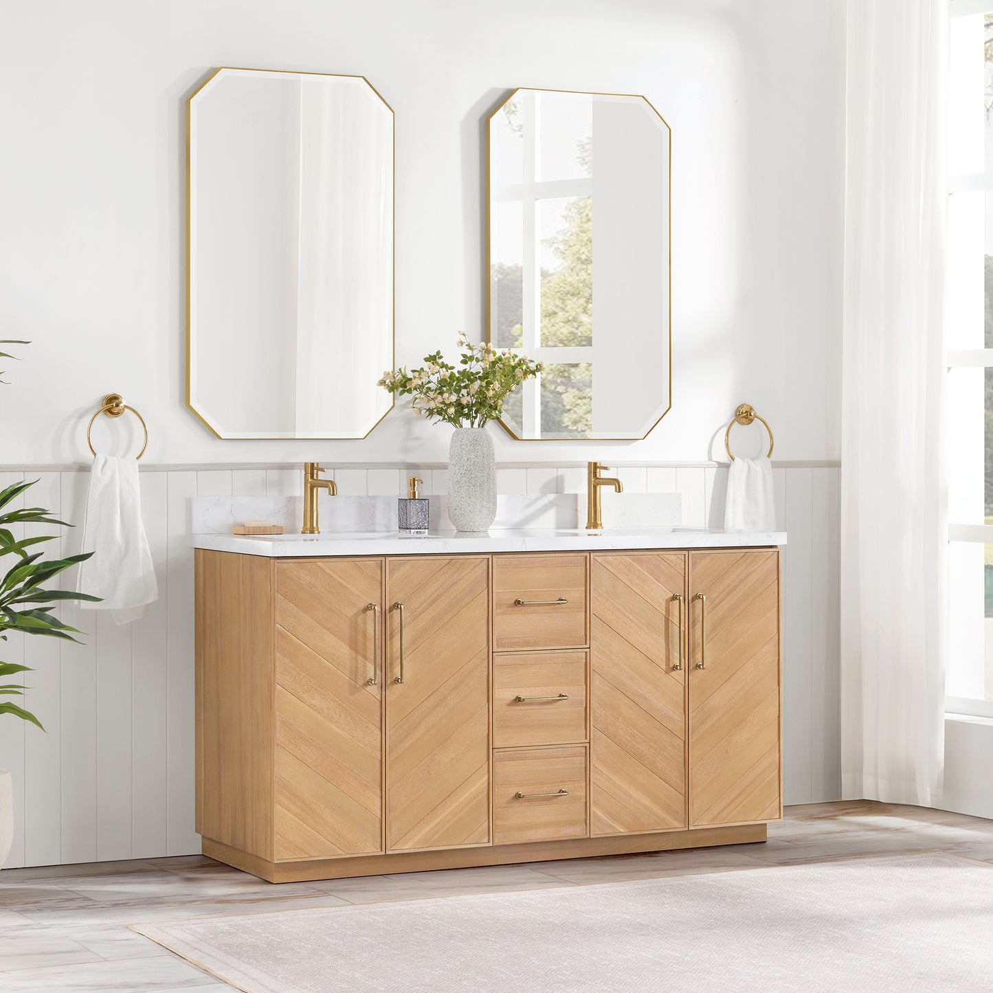 Karachi 60" Double Sink Bath Vanity in Acacia Classic Gray