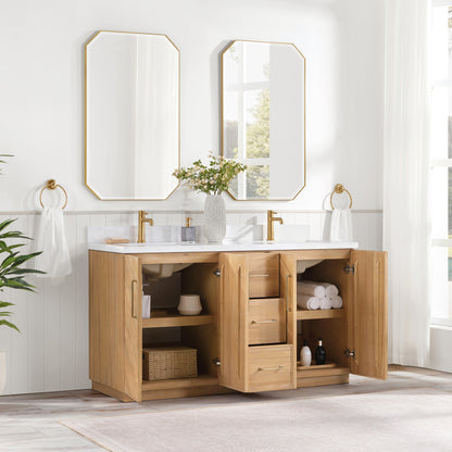 Karachi 60" Double Sink Bath Vanity in Acacia Classic Gray