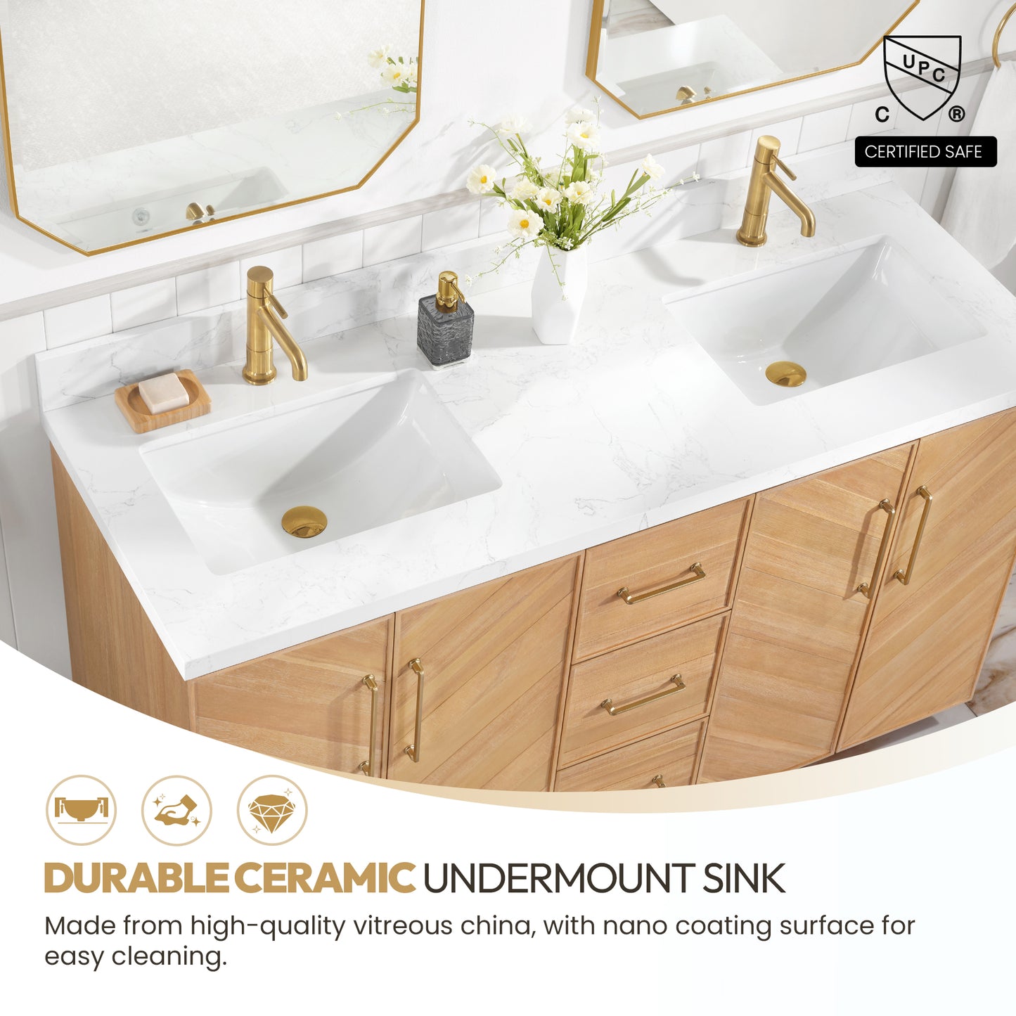 Karachi 60" Double Sink Bath Vanity in Acacia Classic Gray