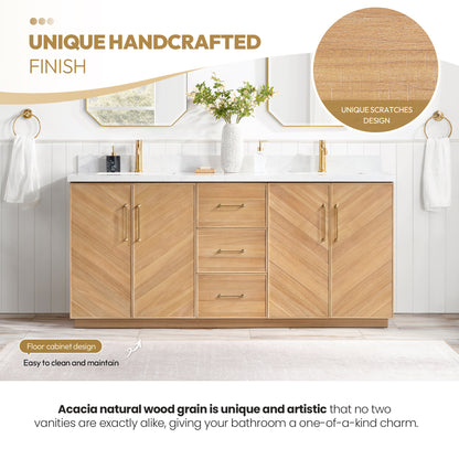 Karachi 72" Double Sink Bath Vanity in Acacia Classic Gray