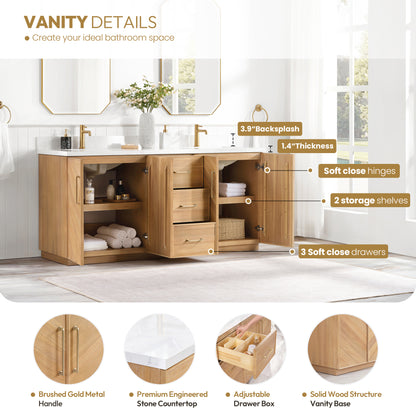 Karachi 72" Double Sink Bath Vanity in Acacia Classic Gray