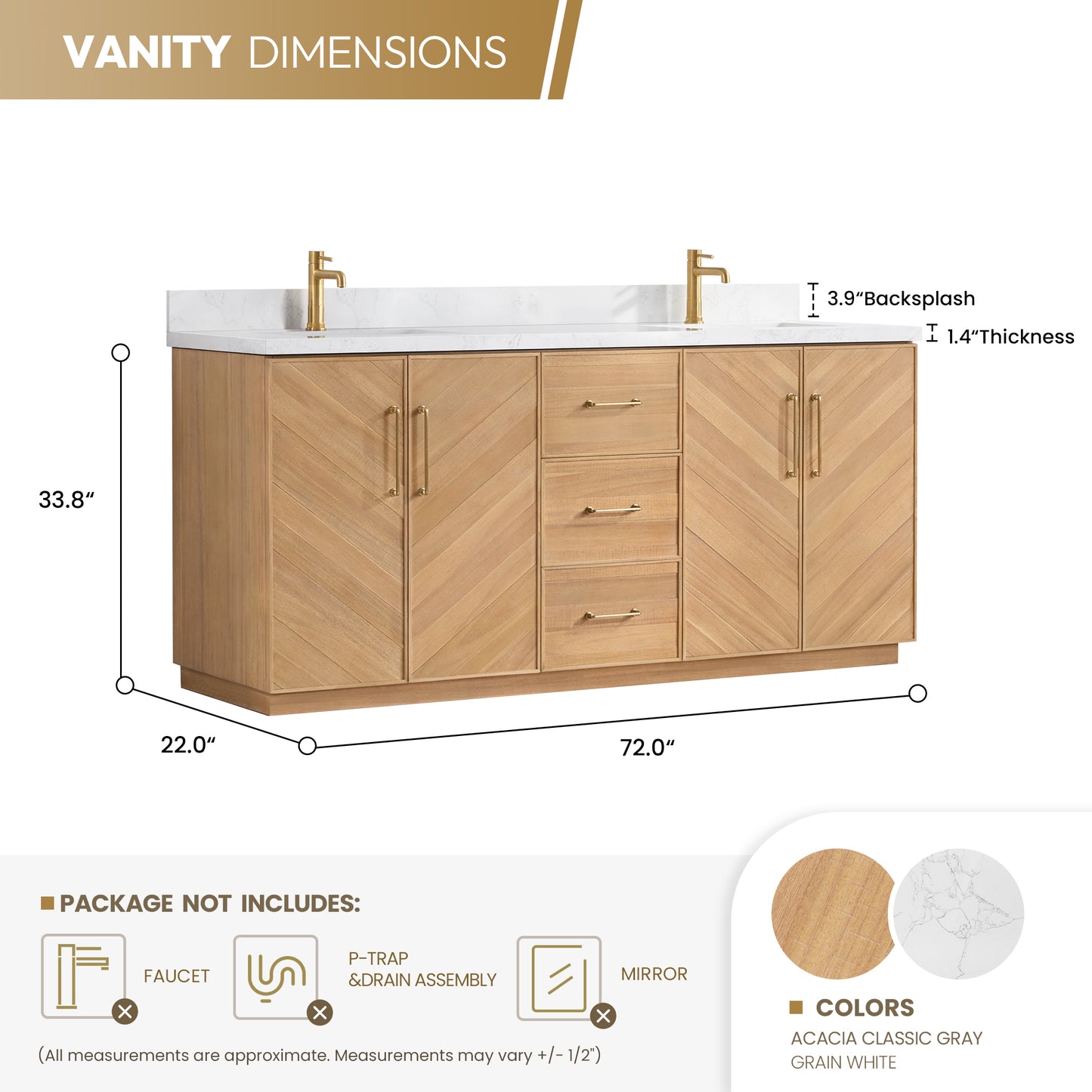 Karachi 72" Double Sink Bath Vanity in Acacia Classic Gray