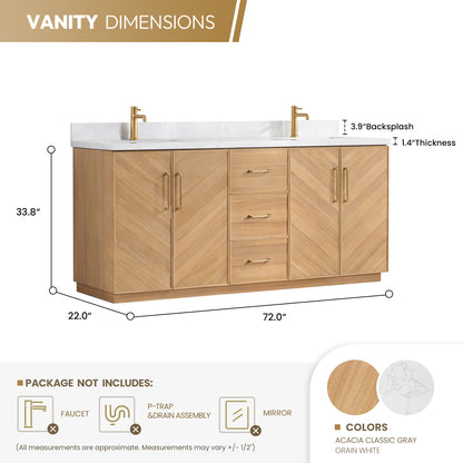 Karachi 72" Double Sink Bath Vanity in Acacia Classic Gray