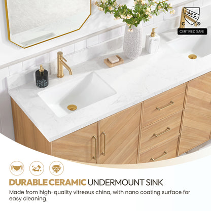Karachi 72" Double Sink Bath Vanity in Acacia Classic Gray