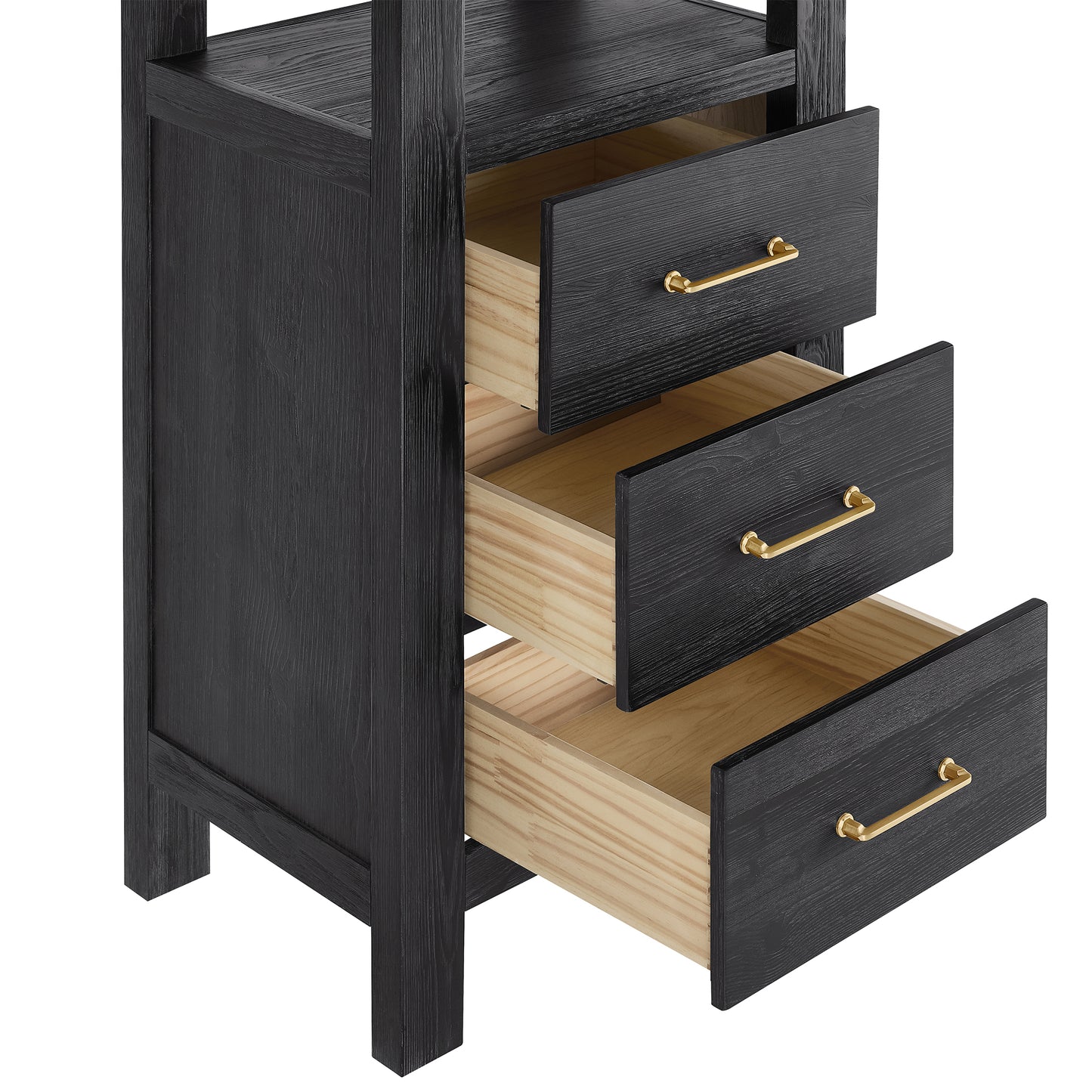 León 22" Fir Wood Black Linen Storage Cabinet