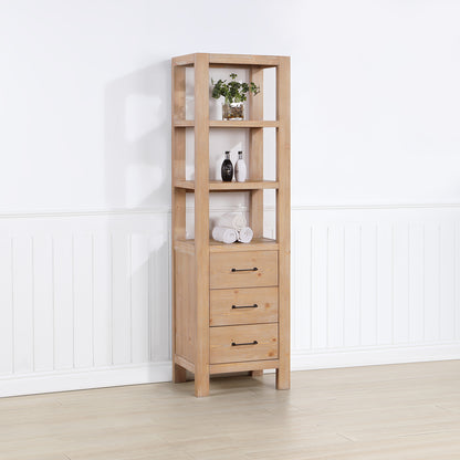 León 22" Fir Wood Brown Linen Storage Cabinet
