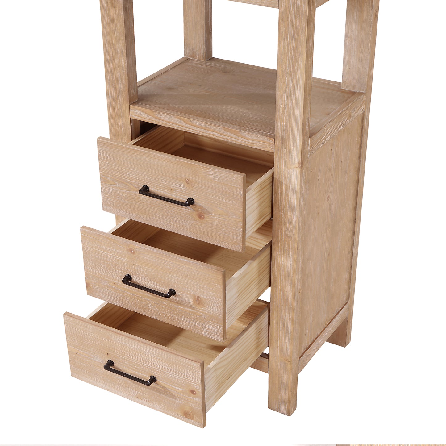 León 22" Fir Wood Brown Linen Storage Cabinet