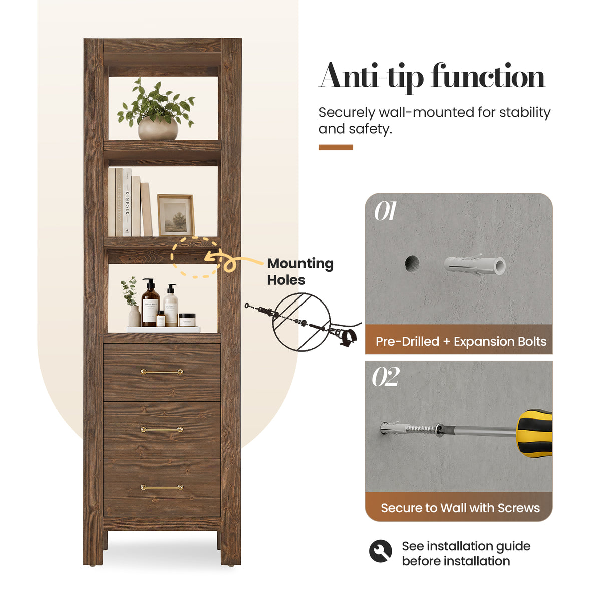 León 22" Spruce Aged Brown Storage Cabinet