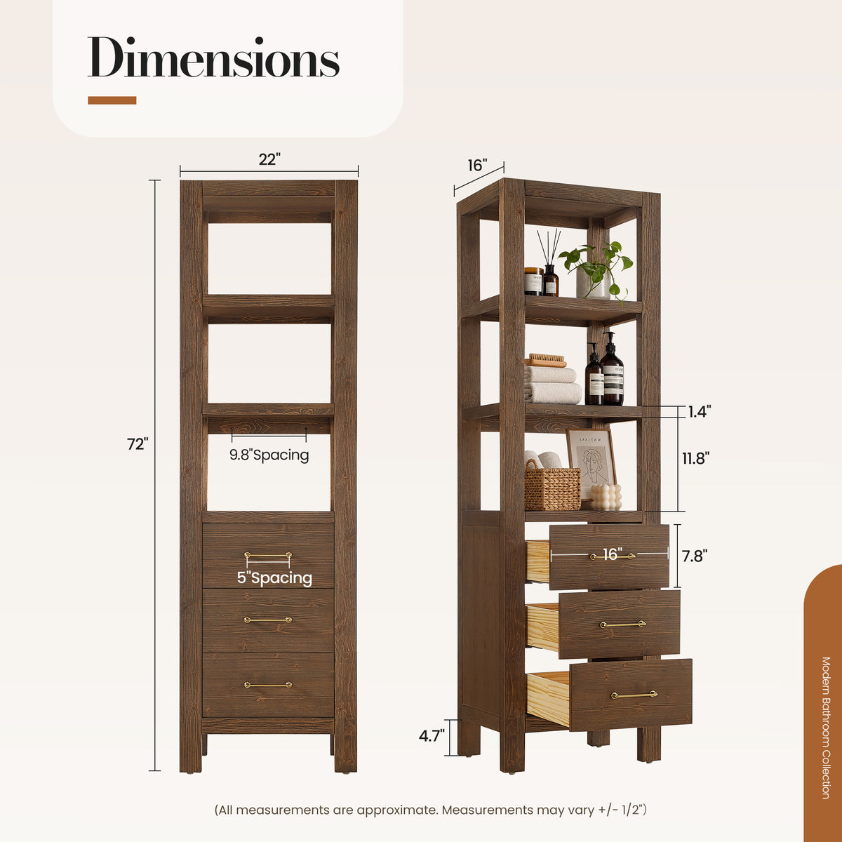 León 22" Spruce Aged Brown Storage Cabinet