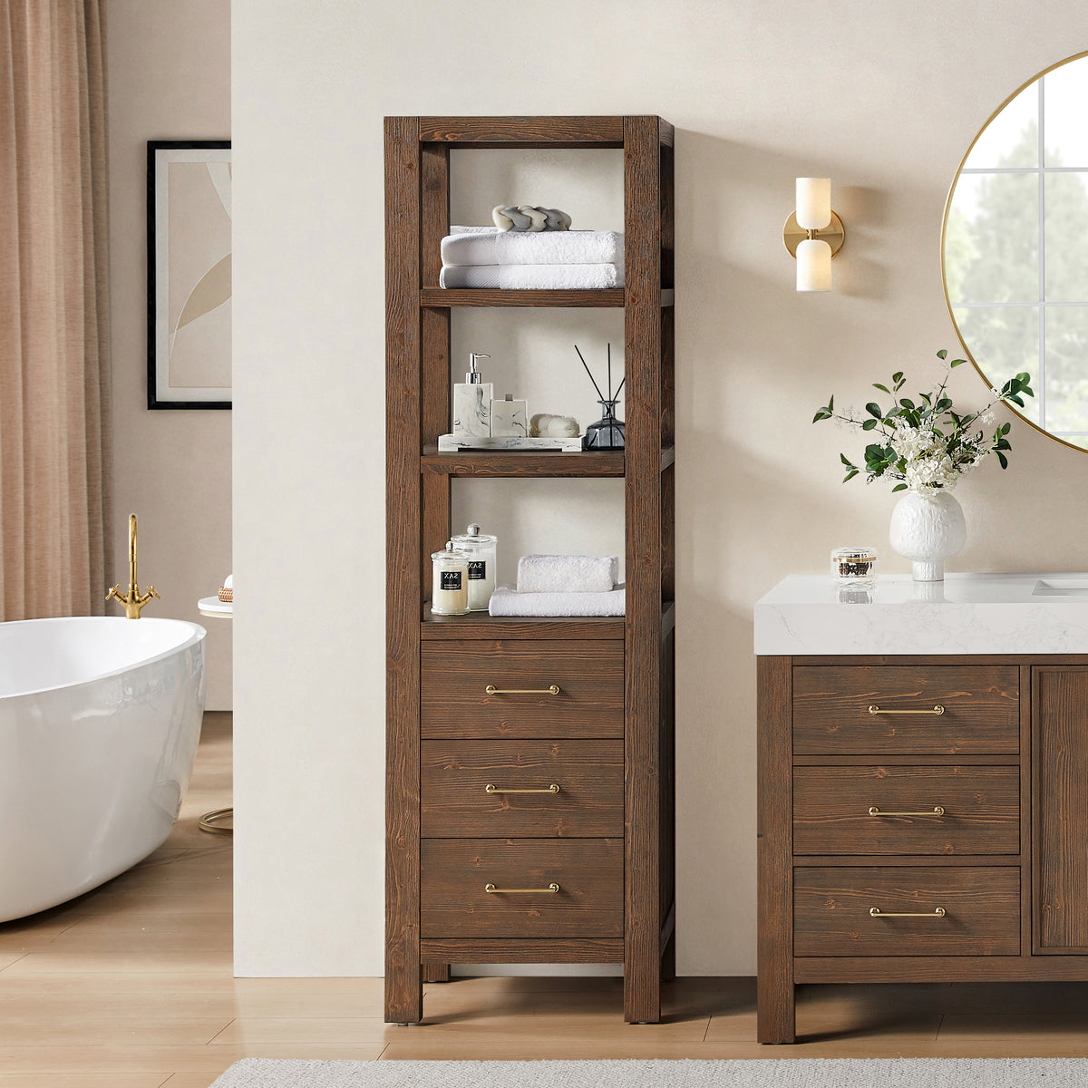 León 22" Spruce Aged Brown Storage Cabinet