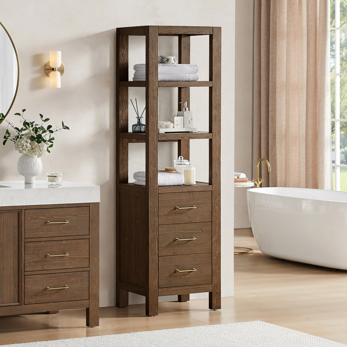 León 22" Spruce Aged Brown Storage Cabinet
